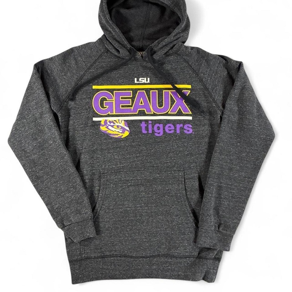 Venley LSU Tigers Hoodie with purple and yellow graphic. Made in USA. Womens m